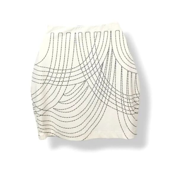 NEW Bebe 2 PC Mesh Glitter Strech Bodycon Top and Skirt in Off White/Ivory XS - Picture 7 of 13